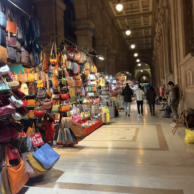 Outdoor leather market in Florence