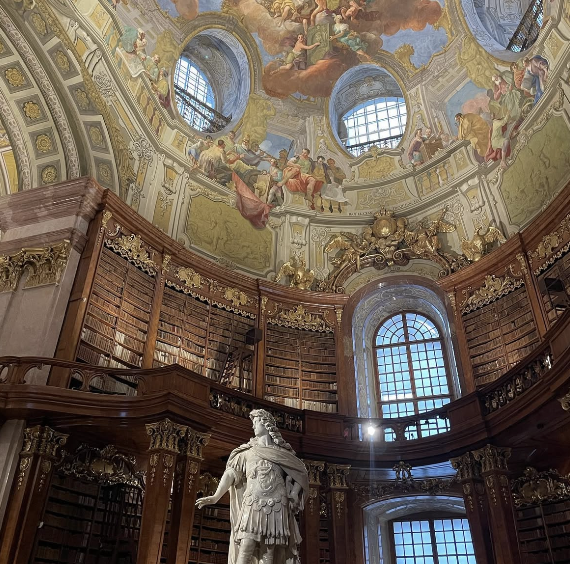 Austrian National Library ceiling paintings and sculpture