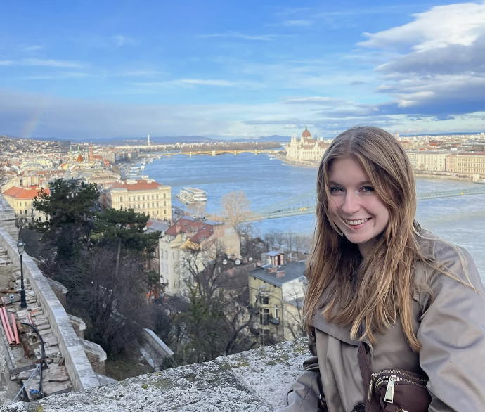 Girl posing in front of the Danube River