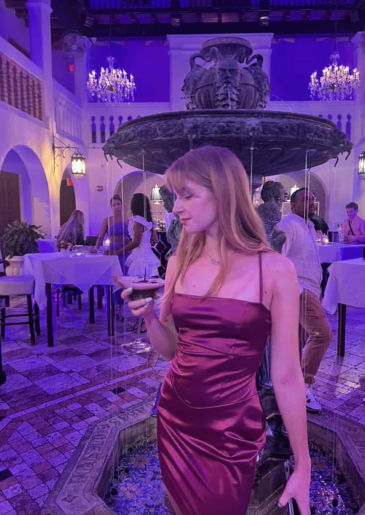 Girl posing in versace mansion in miami