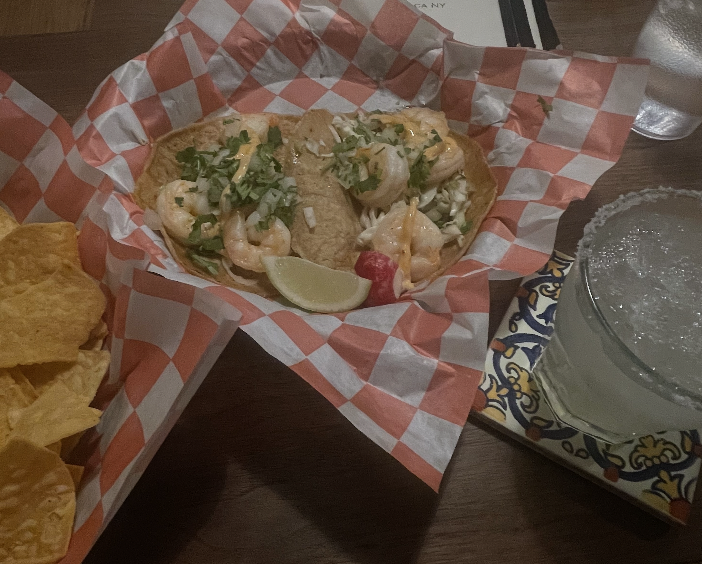 chips, tacos, and margarita from Bickering Twins Ithaca